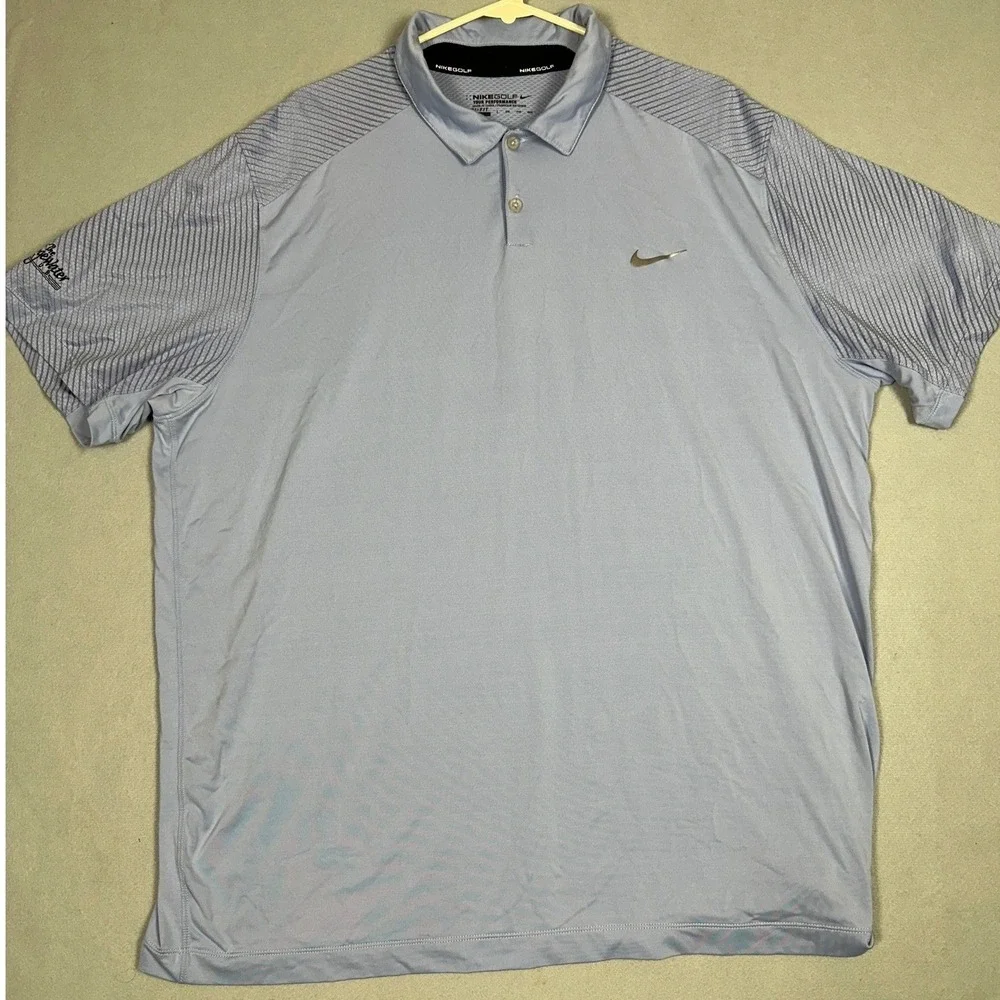 Nike Golf Polo Shirt Mens 2XL Blue Grey Tour Performance Dri-FIT Rugby Stretch